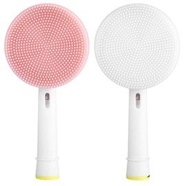 Facial Cleansing Heads Compatible with Electric Toothbrushes (Pack of 2: Pink and White)