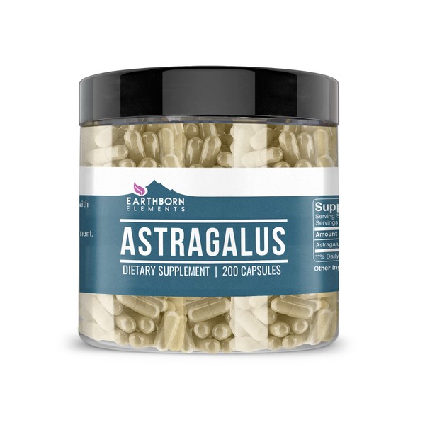 Earthborn Elements Astragalus Extract 200 Capsules, Pure & Undiluted, No Additives