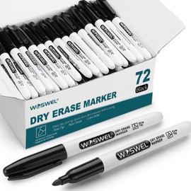 WOSWEL Dry Erase Markers Bulk, 72 Pack Black Fine Tip Whiteboard Markers, Fine Point Whiteboard Marker, Low Odor Back To School Dry Erase Markers for School Office Home