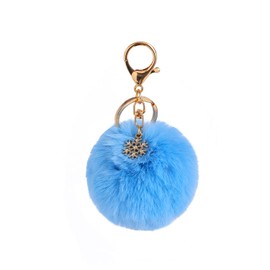 Kinglighten Pom Pom Keychain Artificial Fur Ball Keychain Fluffy Accessories Car Bag Charm (blue)