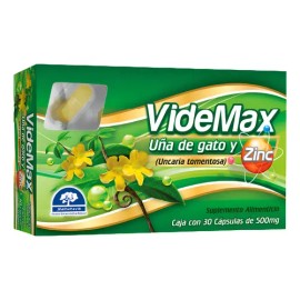 Suplemento Zinc 500mg VideMax Cápsulas Sin Sabor Con Uña De Gato                                                                                      