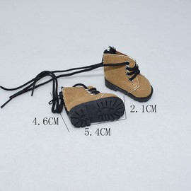 niannyyhouse 20cm Plush Shoes High Top Martin Boots Leather Shoes Length 5.4cm Cotton Doll Baby Shoes (Black-2)