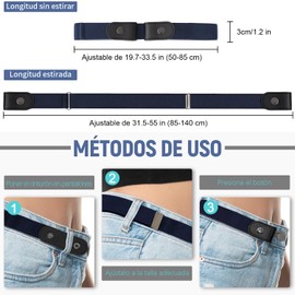 4pcs Cinturones Elástico para Mujer y Hombre, Cinto Invisible Unisex Ajustable sin Hebilla, Extender Cinturón Dama de Moda Casual para Jeans, Pantalones, Vaqueros Faldas(Negro+Blanco+Azul+Marrón)
