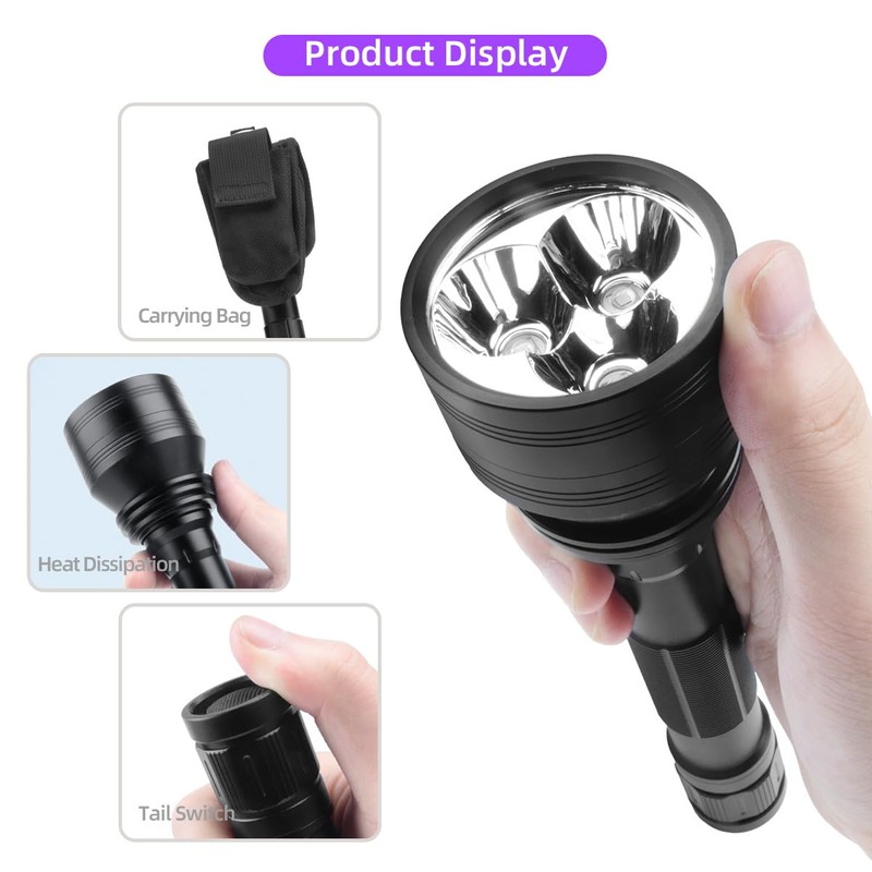Waklyte Black Light UV Flashlight, High Power Blacklight Flashlight Rechargeable,