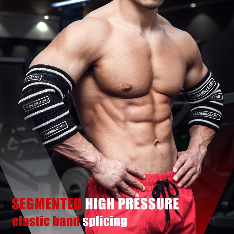 MANUEKLEAR Elbow Sleeves for Weightlifting, Adjustable Elbow Wraps for Weightlifting