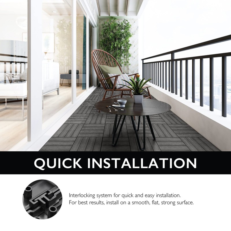 Design House Square Deck Tiles, Interlocking Wood Composite Decking, 1000lb