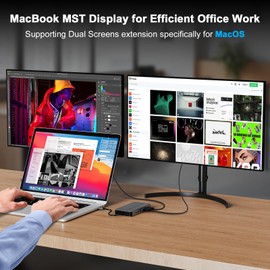 AUIMCE Mac Docking Station Dual Monitor 2 HDMI for MacOS and Windows Laptop Implement MST, Compatible MacBook Pro/Air M1/M2/M3/M4 Chips, Dual 4K Display for All USB C Computers