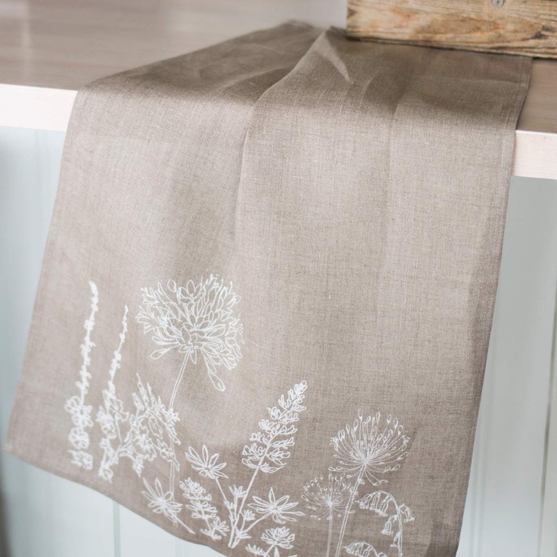 Natural Pure Linen Tea Towel. This beautiful, hand printed tea
