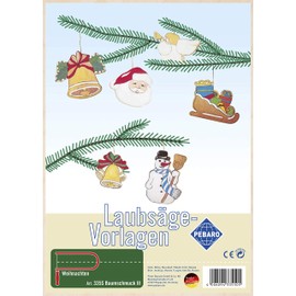 Pebaro 335S Laubsägevorlage Baumschmuck III, 3mm Sperrholz DIN A 4, Motiv vorgedruckt, aussägen mit Laubsägebogen, basteln, anmalen, fertig, Laubsägen, Basteln mit Holz, Geschenkidee, Weihnachtsdeko