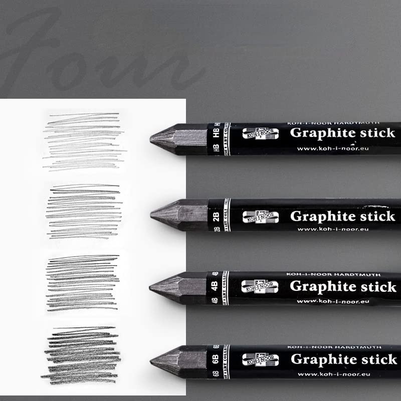 NICEYST 4Pcs Graphite Stick Set HB 2B 4B 6B Woodless