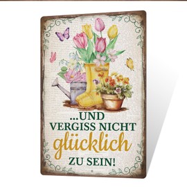 Putuo Decor Vintage Garden Sign Don't Forget to be Happy - Metal Wall Art for Indoor Outdoor Decoration