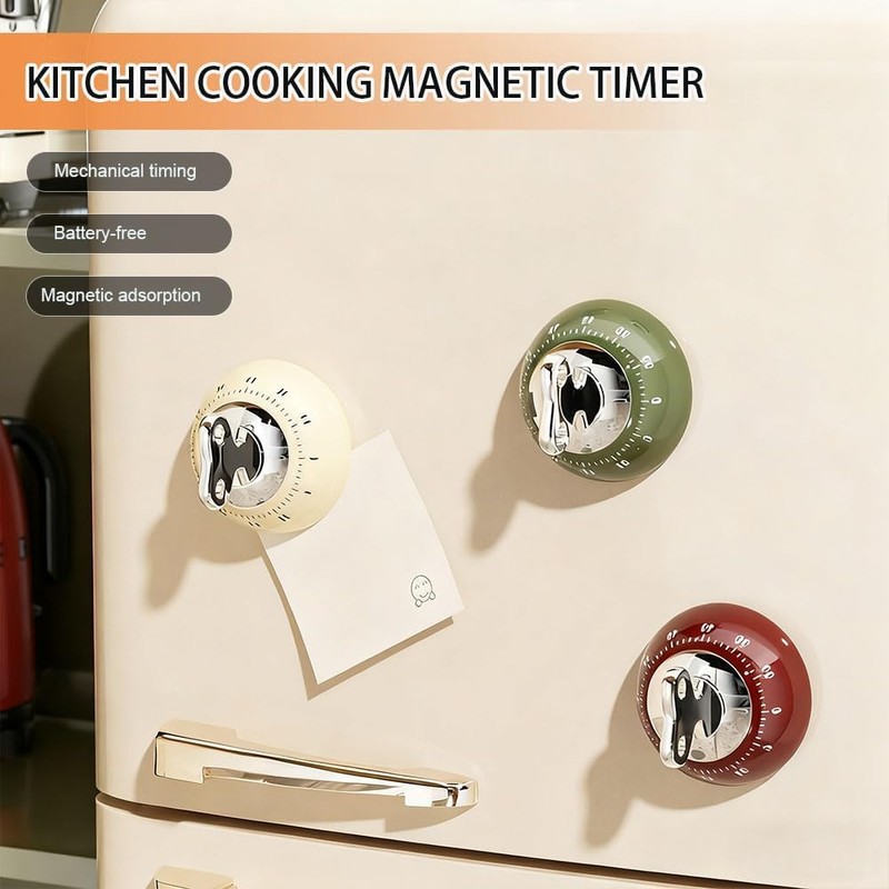 Retro Kitchen Timer 60 Min, Wind Up Magnetic Mechanical Egg