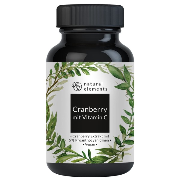 Cranberry extract with vitamin C - 25:1 extract (equivalent to 20,000 mg cranberries per daily dose) - 240 capsules - laboratory tested, vegan, high dose, without unwanted additives