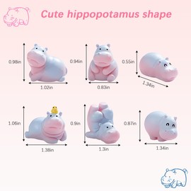 KHGUZ Mini Hippopotamus Car Dashboard Figurine Set, 6PCS Resin Cute Kawaii Hippo Vehicle Dash Ornament, Automotive Interior Rearview Mirror Decorations, Universal for SUV RV Truck