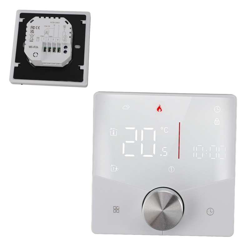 Smart Digital Thermostat 5A AC 95‑240V IP20 White Adjustable Backlight