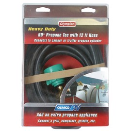 Camco 59143 12" Brass 90 Tee with 3 ports and 12' Extension Hose