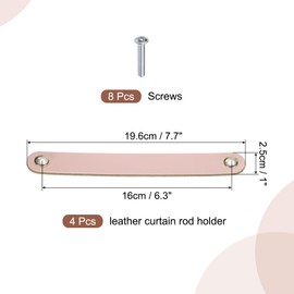sourcing map 4 Pcs Leather Drawer Pulls, Kitchen and Wardrobe Door Knobs Leather Pulls Dresser Handles with Screw for Bathroom Kitchen Bedroom Dresser Cupboard, Pink