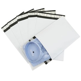A4 Plastic Delivery Bags, 100 Pieces, 9.8 x 13.0 + 2.0 inches (250 x 330 + 50 mm), 40 Microns, Eco Type, Odorless Delivery Bags, White (White), Anti-Static Tape, Packing Bags, For Delivery Work Up