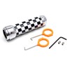 iJDMTOY Black/White Checker Pattern Alloy Metal Handbrake Handle Grip Compatible