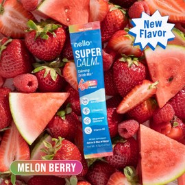 Nello Supercalm Drink Mix - Ashwagandha KSM 66, Magnesium Glycinate & L-Theanine Supplement - Ashwagandha Root Extract - Focus and Relaxation Support (20 Travel Packets) - Melon Berry