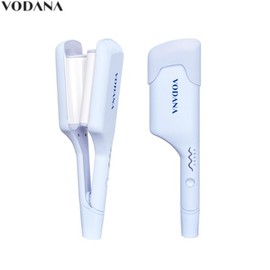 VODANA Triple Flow Wave Iron 40mm #Creamy Blue 1ea, Option:110v Adaptor