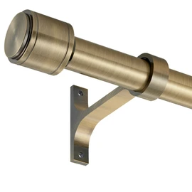 Lwiiom Antique Bronze Curtain Rods for Windows 16 to 86 Inch, 1 Inch Diameter Blackout Curtain Rod with Aluminum Cylinder Finials and Full Surround Brackets, Drapery Rod for Wall and Ceiling Mount