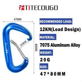 12KN Aluminium Horse Carabiner Clip Big Size Carabiners for Clips Backpacking Weights Heavy Duty Large Hammock Accessories Keychain Dog Leash Keyring Gated Harness Wiregate Utility Costly Deep Blue