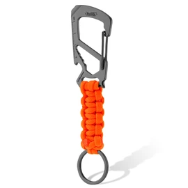 [KeyUnity] KC00 Paracord Keychain with Carabiner, Stainless Steel Carabiner with Ring, Braided 550 Paracord, Keychain Length 116mm, Lanyard Ring Hook Clip, BK21