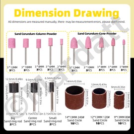 Mardatt 136Pcs Grinding Stone Set 1/8" Shank with Sanding Drum Sleeves and Drum Mandrels, 80# 120# 240# Sanding Drum Kit Abrasive Mounted Stone Sanding Drill Bit for Rust Removal Metal