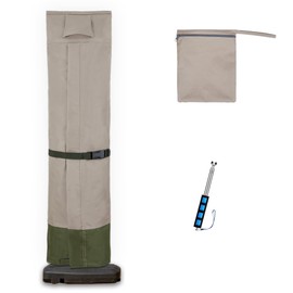 Rachmi Outdoor Cantilever Umbrella Cover for 14-16 Ft Umbrellas, 600D UV Resistant Extra-large Patio Offset Umbrella Cover Fits Triple or Double-sided Parasol with Zippers & Rod, Khaki-Green
