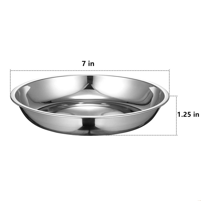 Tsyware 24x Unbreakable Stainless Steel Round Plates 7" Dinner Plate