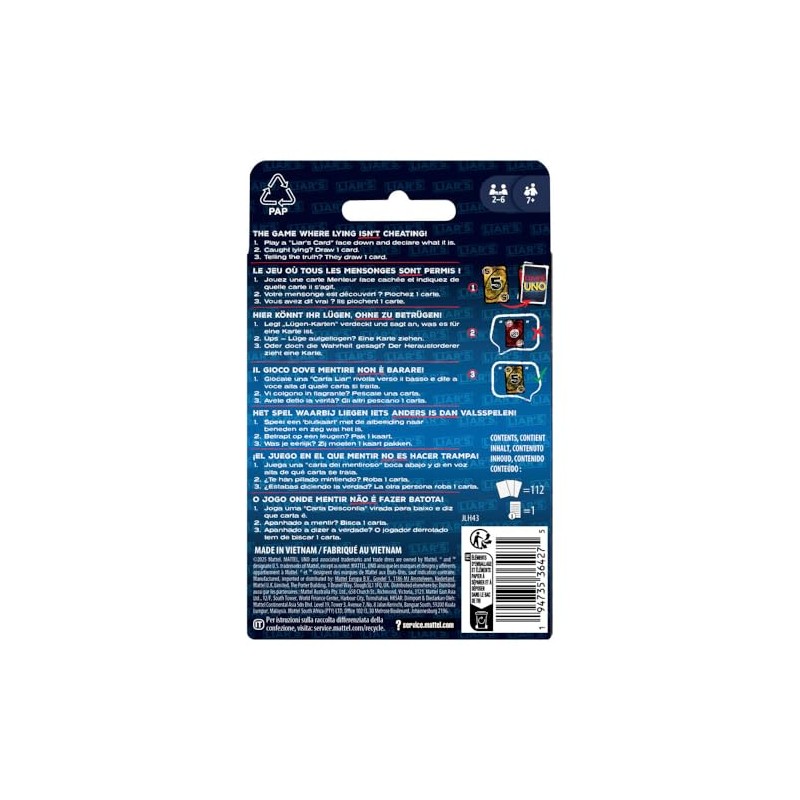 Mattel Games UNO Juego de Cartas Liars 7