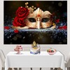 Mestiker 7x5ft Masquerade Party Backdrops Golden Mask Red Rose Backdrop