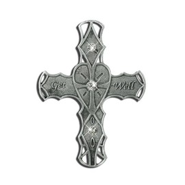 Get Well Soon Gift Pewter Hanging Cross Gift Boxed With Inspirational Message