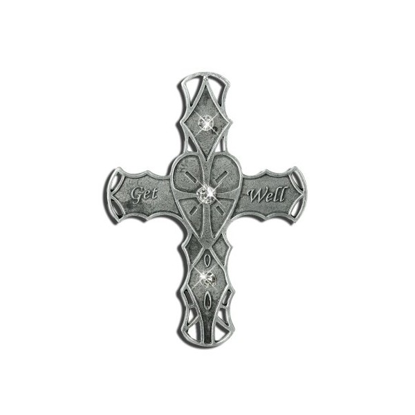 Get Well Soon Gift Pewter Hanging Cross Gift Boxed With