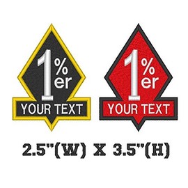 Custom Embroidered 1%% One Percent Diamond MC Biker Sew on Patch 2.5" X 3.5"