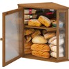 Corner Bread Box for Kitchen Counter, Bamboo Wood Large Capacity