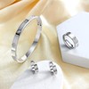 3 Pcs Gold Hoop Earrings Bracelets Ring Sets for Women-Silver