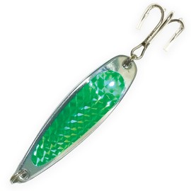 12 Pcs 2oz Crocodile Spoons – Green Tape Fishing Lures for Saltwater and Freshwater, Chrome-Plated Spoon Lures with Mustad Treble Hooks, Ideal for Trout, Bass, Walleye, and More