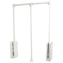 Pull Down Adjustable Wardrobe Closet Rod Lift - 26 LB Load Capacity in White, Chrome, or Black Finish (White, For inside closet width: 35 1/16" - 47 5/8")