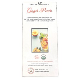 Touch Organic GINGER PEACH GREEN Tea Bags, 40 Bags, 2.5 oz