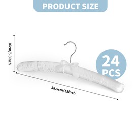 KEJJNYER 24Pack Non Slip Padded Hangers for Clothing, Satin Hanger Padded, SOFE Foam Padded Hangers for Women Sweaters Coat Blouses Dresses, No Shoulder Bump, White
