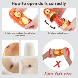 Russian Matryoshka for Children, Pack of 5 Animals Matryoshka Dolls, Wooden Russian Nesting Dolls, Matrushka Figures, Stacking Dolls, Toy, Gift for Children, Birthday (Animals)