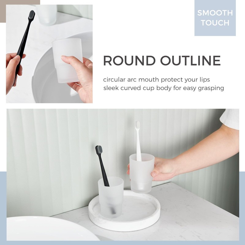 Glass Tumbler Cap 2 Pack, Aomasi Frosted Bathroom Rinsing and