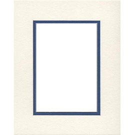 18x24 Double Acid Free White Core Picture Mats Cut for 13x19 Pictures in Cream and Royal Blue