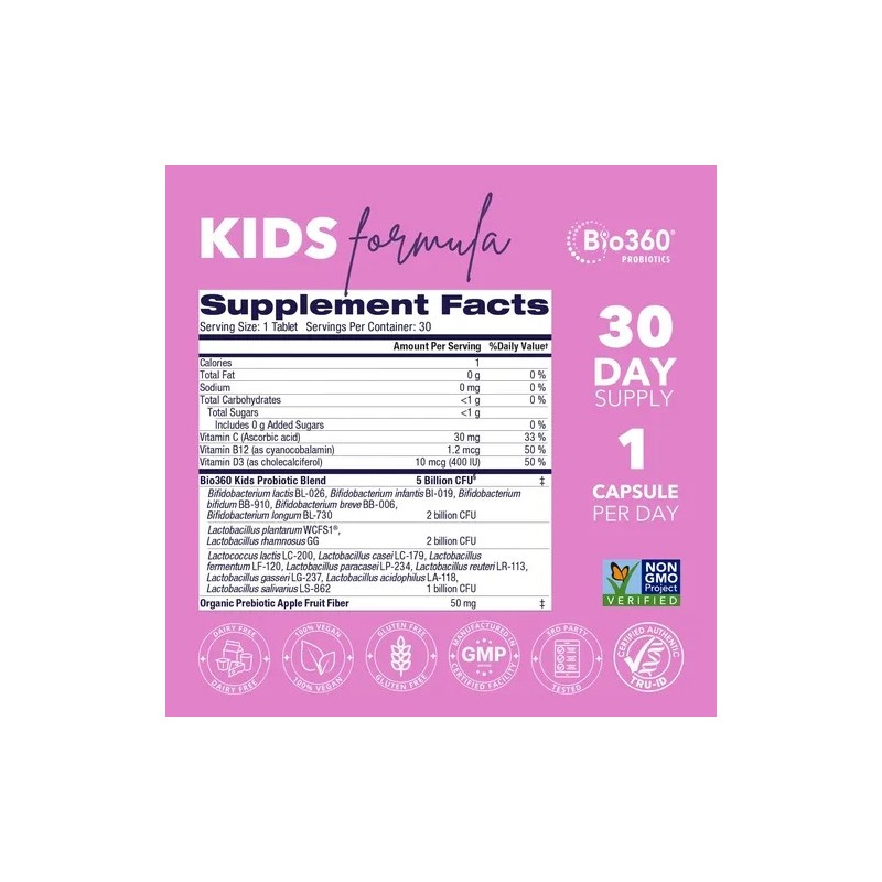 Bio360 Probióticos Niños 15 Cepas 5 Mil Millones Cfu 60