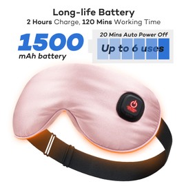 Ezona Silk Cordless Heated Eye Mask, Warm Eye Compress Mask for Dry Eyes, Washable Eye Heating Pad for Travel, Dry Eyes, Blepharitis, Sinus Migraine (Pink)