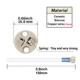 DiCUNO G4, GU5.3 Bi-Pin Ceramic Base Socket, MR16, MR11 Halogen Incandescent LED Bulb Holder Wire Connector (20pcs)