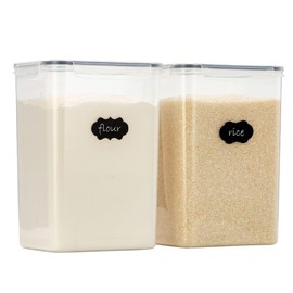 Jumbo 9.5L / 10 qt / 320 Oz Food Storage Airtight Pantry Containers [Set of 2] SPACIOUS & DEEP + BONUS 2 Measuring Cups - Ideal for Sugar, Flour - Transparent Plastic - Leakproof - BPA Free - Clear
