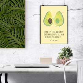 Mr. & Mrs. Panda DIN A4 Poster Avocado Couple - Gift, Healthy, Family, Love, Veggie, Wall Decoration, Design Poster, Pregnancy, Wall Decoration
